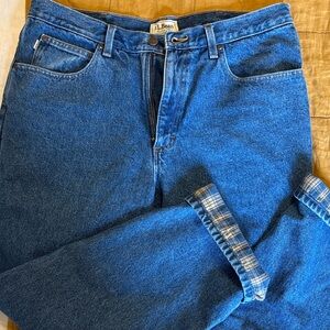 L.L. Bean Classic Flannel Lined Blue Jeans